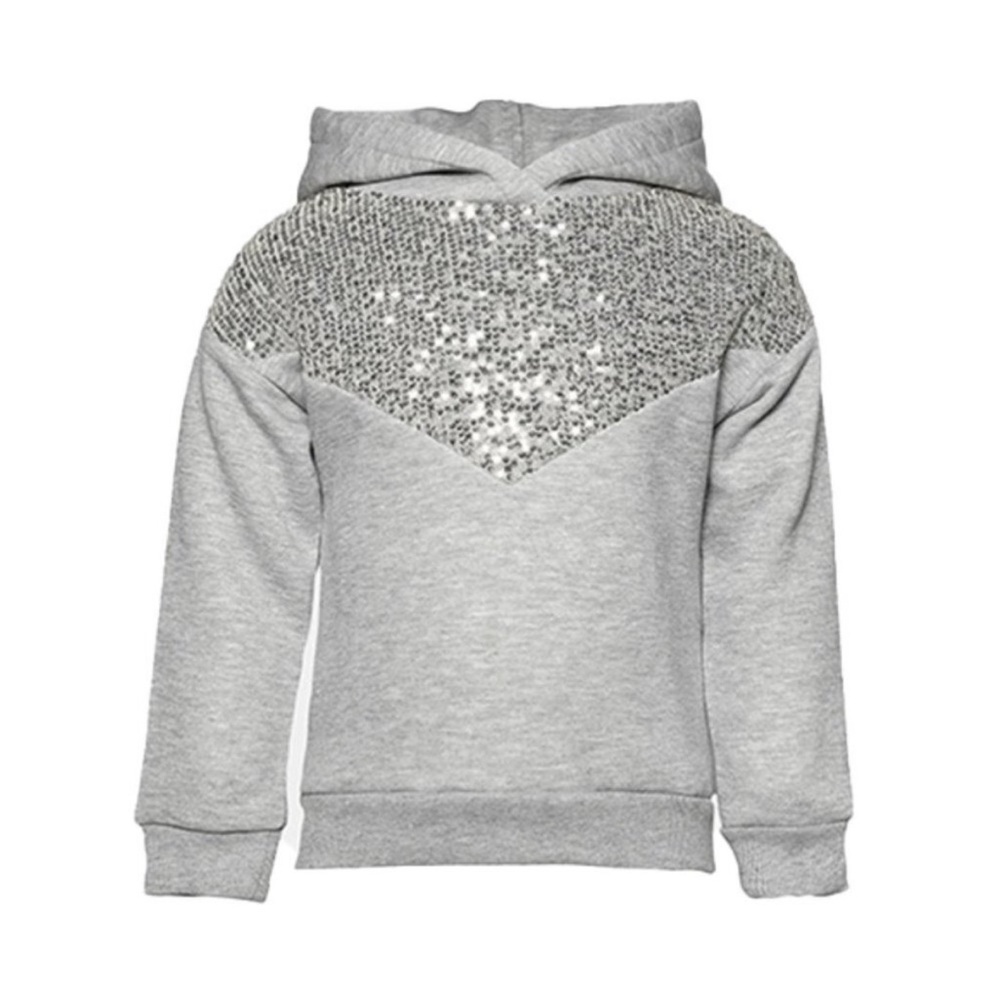 ZARA Girls gray embellished sequin hoodie size 9